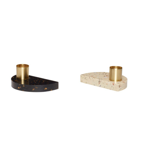 Crescent Bougeoir Beige/Noir (set de 2)