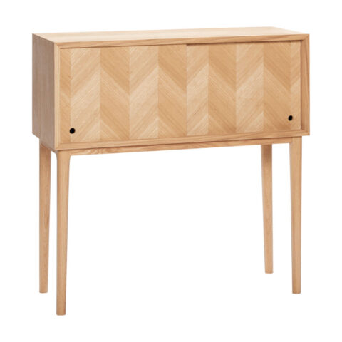 Herringbone Console Table Sliding Doors Natural